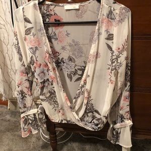 Chiffon Ivory Wrap Women’s Top